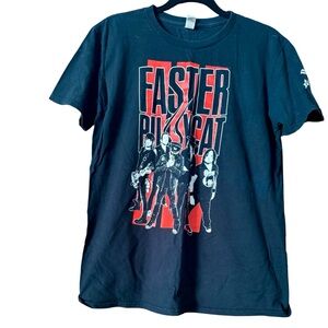 Black and Red Graphic Faster Pussycat T-Shirt